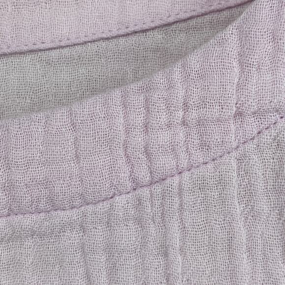 EILEEN FISHER Top XS Organic Cotton Crinkle Gauze Fringed 3/4 Sleeve Pink - Picture 6 of 12